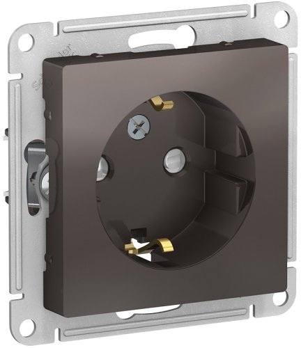 Розетка с заземлением без рамки Systeme Electric AtlasDesign 1-м. шторки мокко фото Розетка с заземлением без рамки Systeme Electric AtlasDesign 1-м. шторки мокко картинка